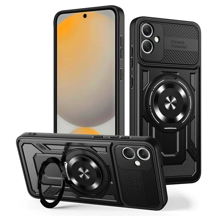 For Samsung Galaxy A05 4G Magnetic Case Rotating Kickstand TPU + PC Phone Cover - Black - 1