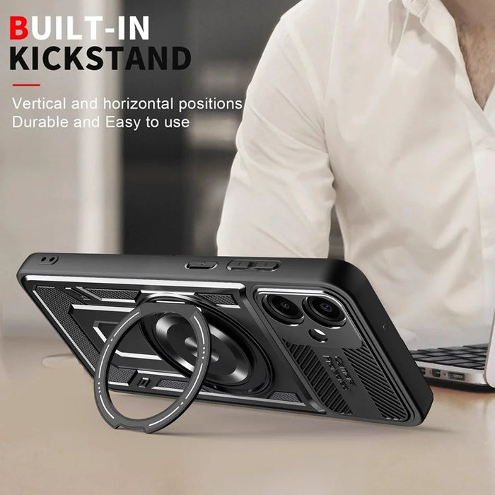 For Samsung Galaxy A05 4G Magnetic Case Rotating Kickstand TPU + PC Phone Cover - Black - 3