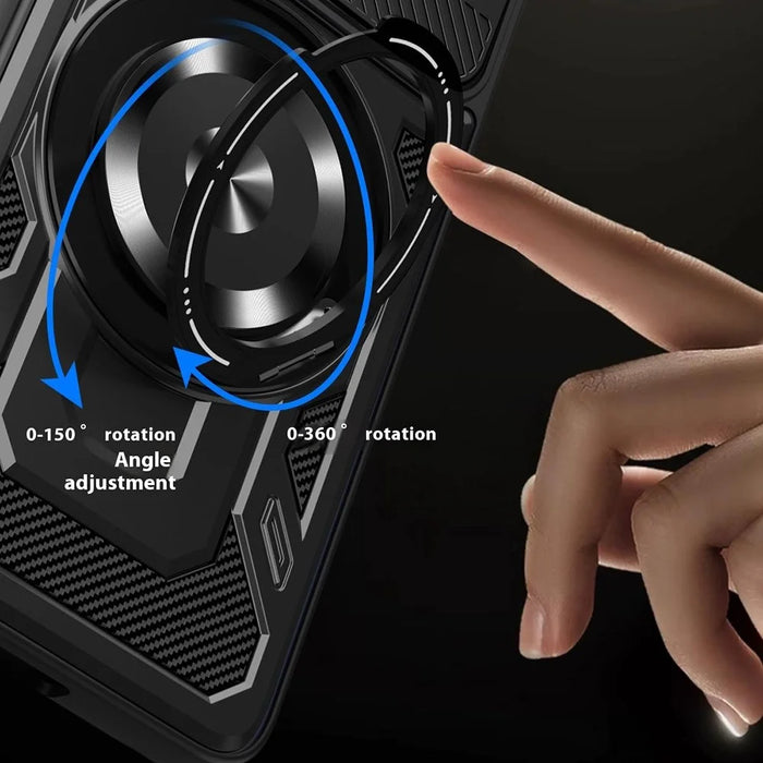 For Samsung Galaxy A05 4G Magnetic Case Rotating Kickstand TPU + PC Phone Cover - Black - 5