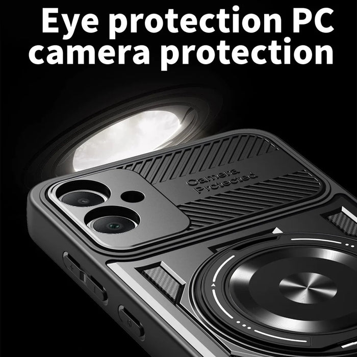 For Samsung Galaxy A05 4G Magnetic Case Rotating Kickstand TPU + PC Phone Cover - Black - 6