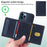 BETOPNICE For iPhone 12 Pro Max 6.7 inch Magnetic Case  Leather Phone Cover Kickstand with Detachable Card Bag - Blue - 3