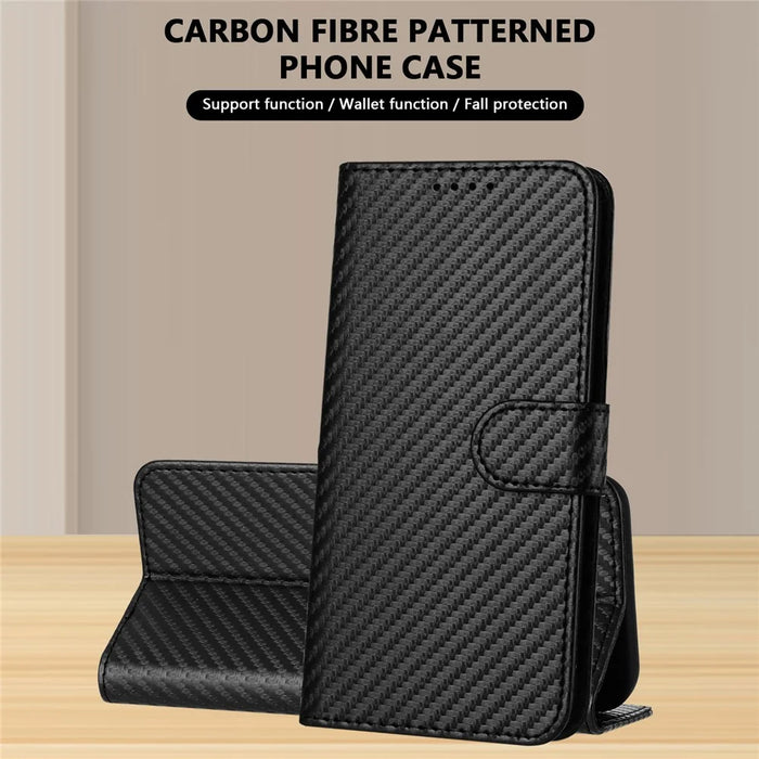 For Infinix Note 50 4G / Infinix Note 50 Pro 4G Wallet Case with Strap Carbon Fiber Texture Leather Mobile Cover - Black - 3