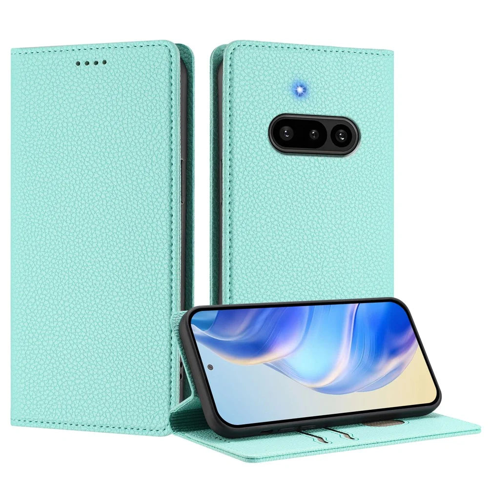 For Nothing Phone (3a) Wallet Case RFID Blocking Litchi Texture Leather Mobile Cover - Mint Green - 2
