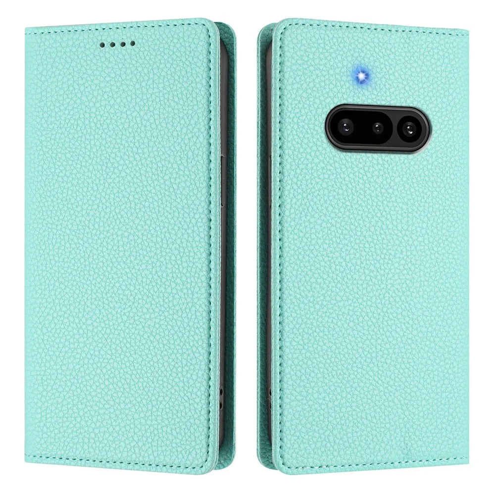 For Nothing Phone (3a) Wallet Case RFID Blocking Litchi Texture Leather Mobile Cover - Mint Green - 3