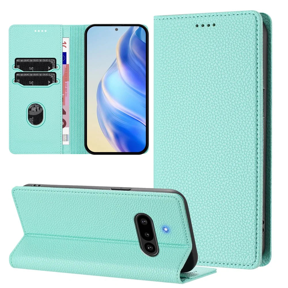 For Nothing Phone (3a) Wallet Case RFID Blocking Litchi Texture Leather Mobile Cover - Mint Green - 4