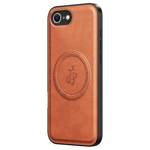 For iPhone 17e / 16e Magnetic Case PU + TPU + PC Phone Back Cover Drop Resistant - Brown - 1