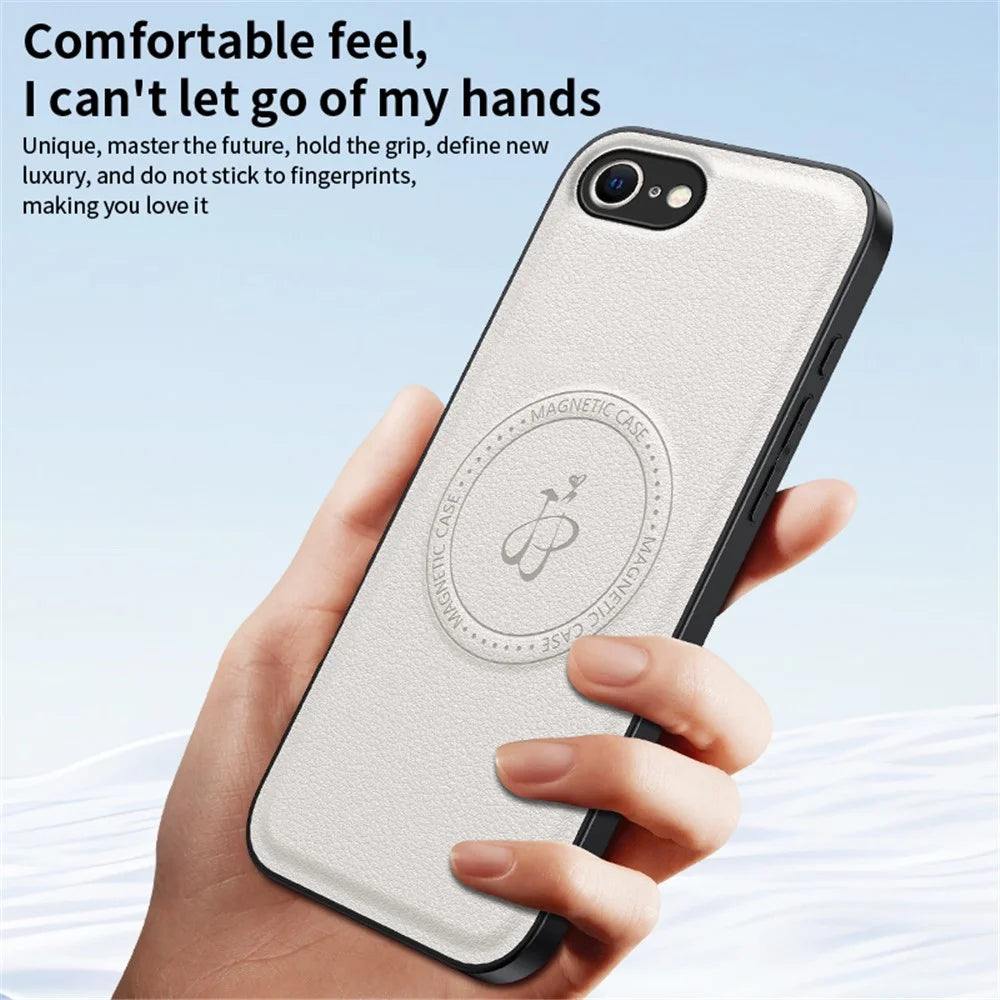 For iPhone 17e / 16e Magnetic Case PU + TPU + PC Phone Back Cover Drop Resistant - Brown - 4