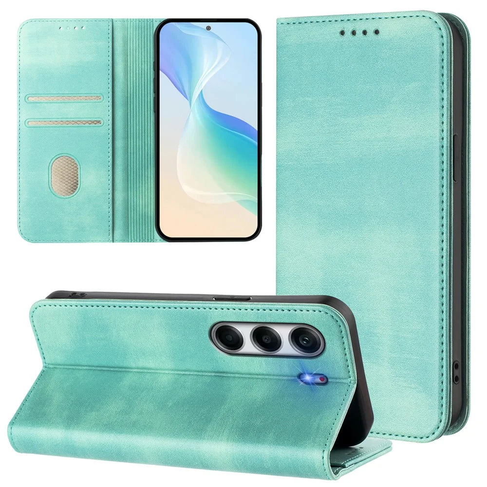 For TECNO Camon 40 Pro 4G Wallet Cases Retro Texture RFID Blocking Leather Phone Cover - Mint Green - 3