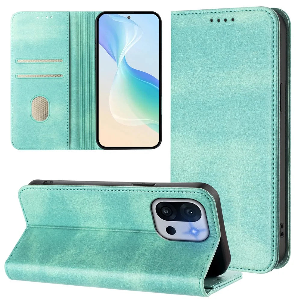 For OnePlus 13T 5G Wallet Cases Retro Texture RFID Blocking Leather Phone Cover - Mint Green - 3