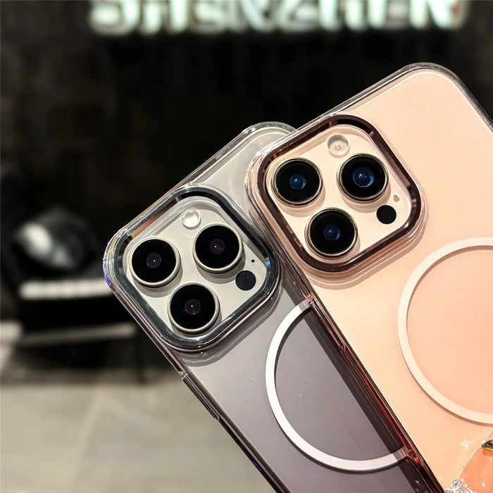 For iPhone 16 Pro Max Magnetic Case Gradient Color Hard PC Phone Back Cover - Pink - 3