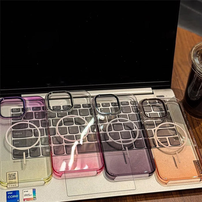 For iPhone 16 Pro Max Magnetic Case Gradient Color Hard PC Phone Back Cover - Pink - 6
