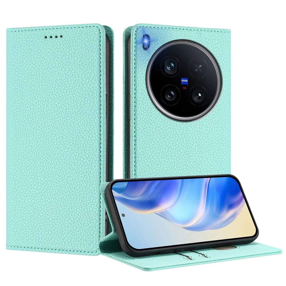 For vivo X200 Ultra 5G Wallet Case RFID Blocking Litchi Texture Leather Mobile Cover - Mint Green - 2