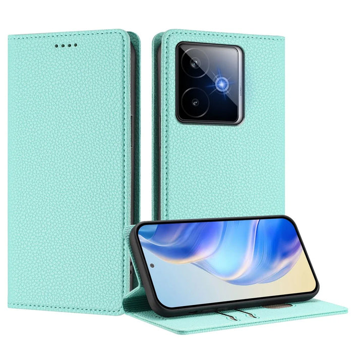 For Realme GT7 Pro Racing 5G Wallet Case RFID Blocking Litchi Texture Leather Mobile Cover - Mint Green - 2