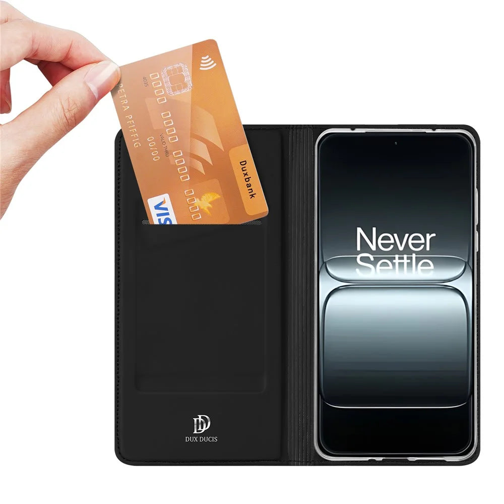 DUX DUCIS For OnePlus 13s 5G / 13T 5G Case  Skin Pro Series Leather Stand Cover Card Holder - Black - 2