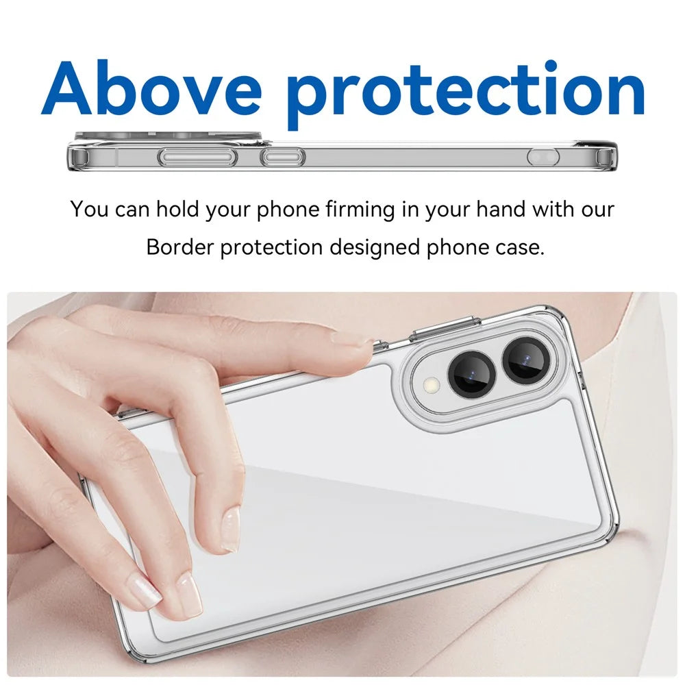 WANLONFENG For Samsung Galaxy S25 Edge Case  MF Series TPU Acrylic Clear Phone Cover with Tempered Glass Film - Transparent - 4