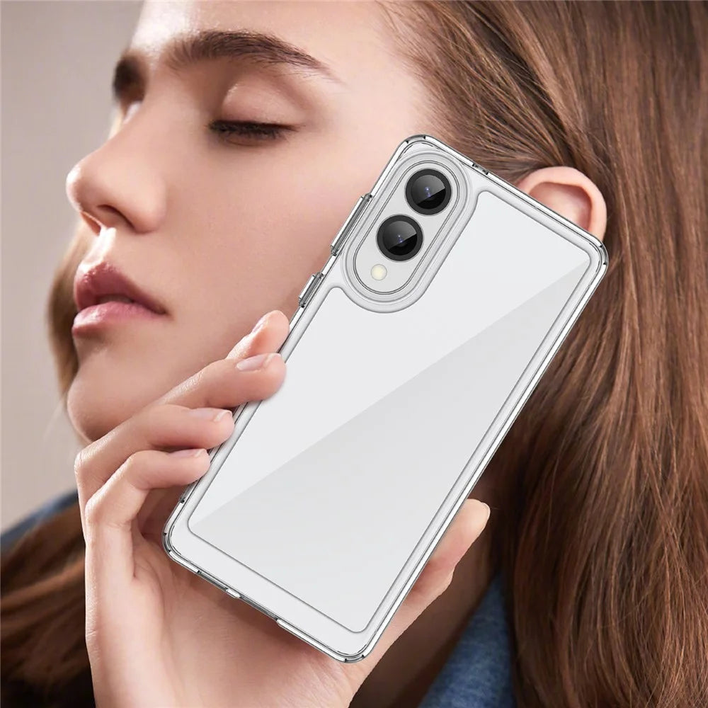 WANLONFENG For Samsung Galaxy S25 Edge Case  MF Series TPU Acrylic Clear Phone Cover with Tempered Glass Film - Transparent - 7