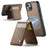 JEEHOOD For iPhone 13 6.1 inch Leather Back Cover Compatible with MagSafe  J06 Phone Case with Card Bag RFID Blocking - Brown - 2