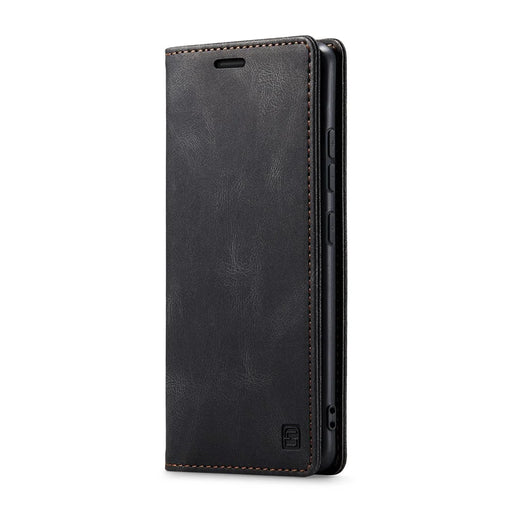 AUTSPACE For Samsung Galaxy S25 Wallet Case  A01 Leather Stand Cover with RFID Blocking Card Holder - Black - 2