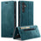 AUTSPACE For Samsung Galaxy S25+ Wallet Case  A01 Leather Stand Cover with RFID Blocking Card Holder - Blue - 1