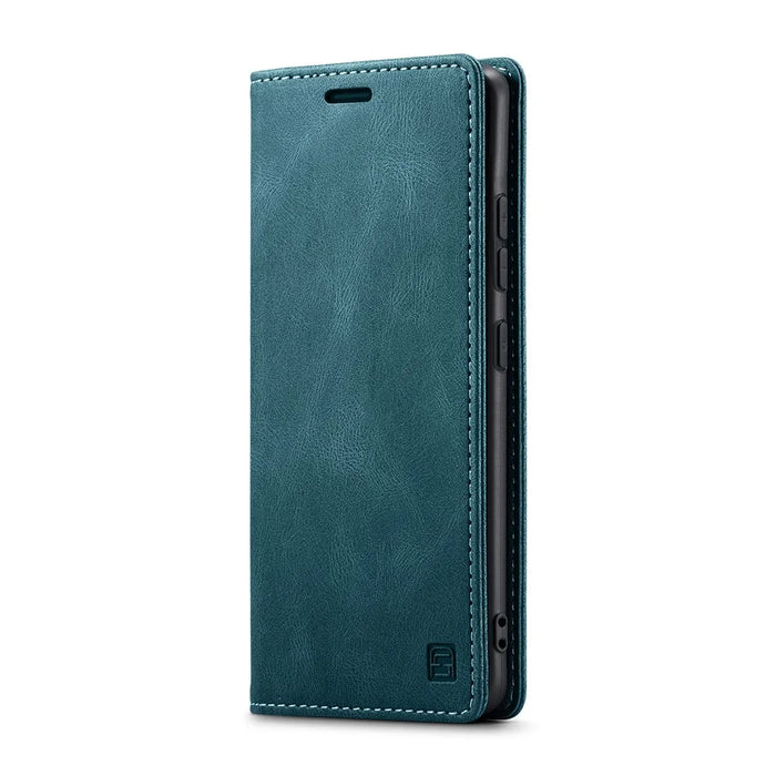 AUTSPACE For Samsung Galaxy S25+ Wallet Case  A01 Leather Stand Cover with RFID Blocking Card Holder - Blue - 2