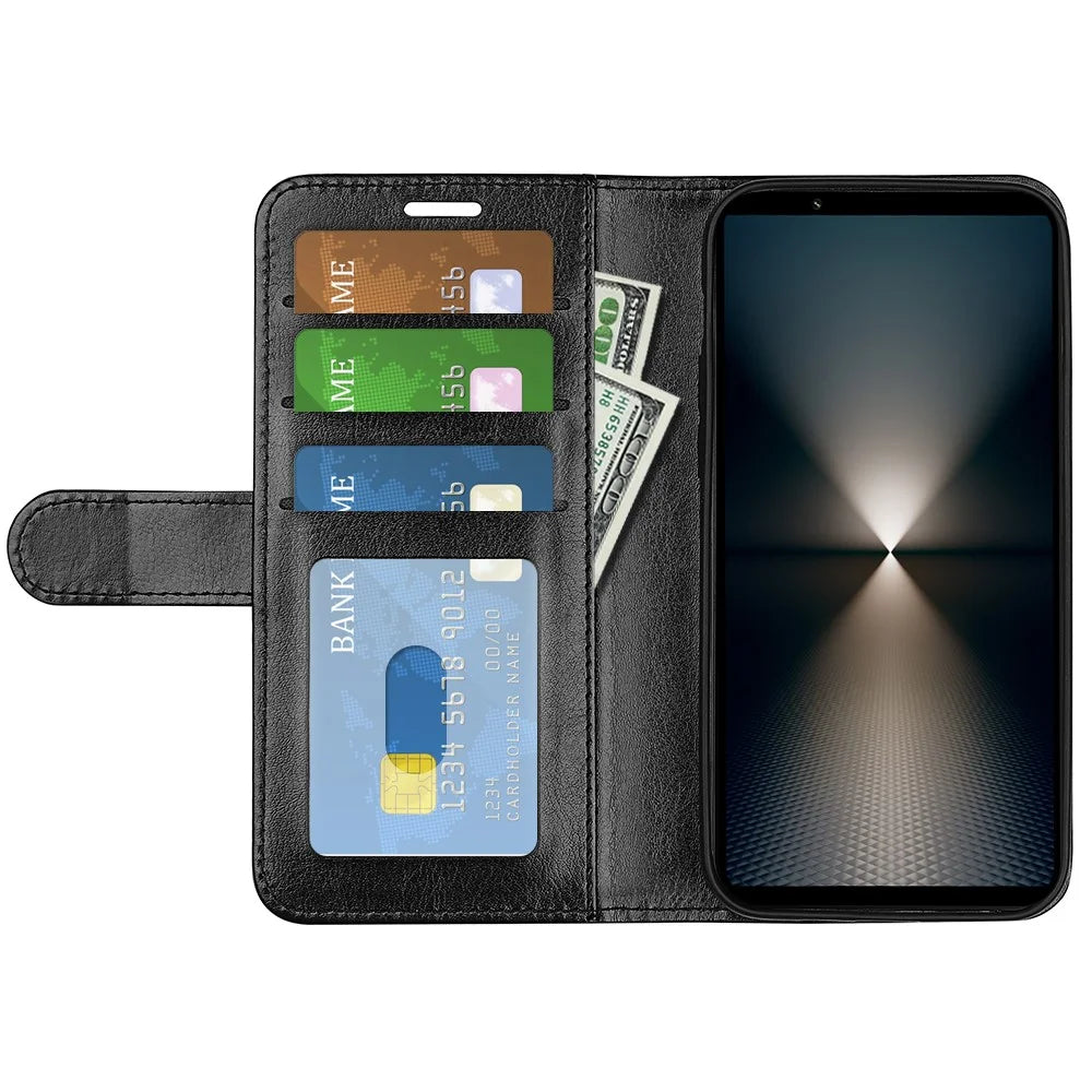 For Sony Xperia 1 VII Case Crazy Horse Texture Stand Leather Phone Cover - Black - 2