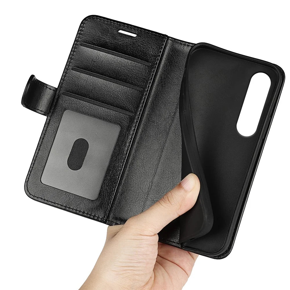 For Sony Xperia 1 VII Case Crazy Horse Texture Stand Leather Phone Cover - Black - 3