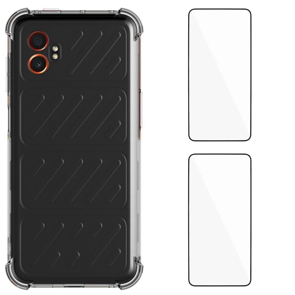 WANLONFENG For Samsung Galaxy XCover7 Pro TPU Case  WL2 Series 2.0mm Phone Cover with 2Pcs Tempered Glass Films - Transparent - 1