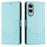 For Samsung Galaxy S25 Edge Case Imprinted Honeycomb RFID Blocking Leather Phone Cover with Strap - Mint Green - 1