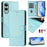 For Samsung Galaxy S25 Edge Case Imprinted Honeycomb RFID Blocking Leather Phone Cover with Strap - Mint Green - 2