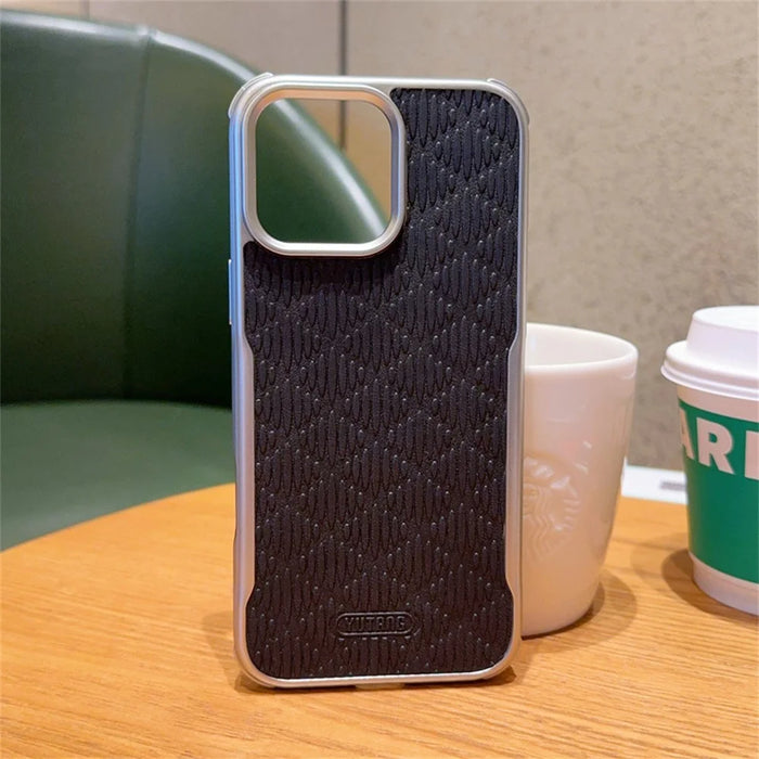 YUTRNG For iPhone 16 Pro Max Case Wave Texture PU Leather + PC Magnetic Phone Cover - Black - 5