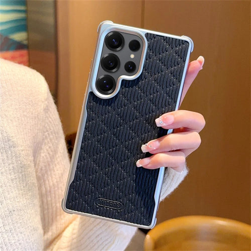 YUTRNG For Samsung	Galaxy S25 Ultra Case Wave Texture PU Leather + PC Magnetic Phone Cover - Black - 1