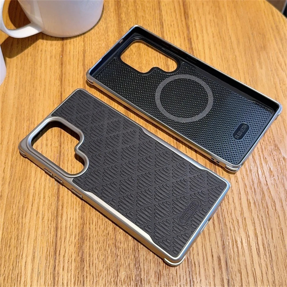 YUTRNG For Samsung	Galaxy S25 Ultra Case Wave Texture PU Leather + PC Magnetic Phone Cover - Black - 6