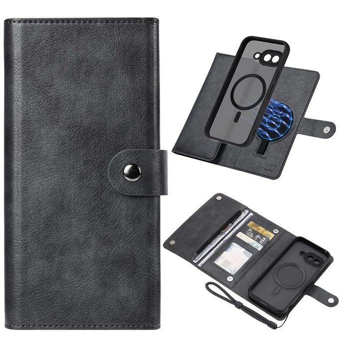 VILI GVB Series for Google Pixel 9a Magnetic Case Detachable Leather Phone Cover - Black - 1