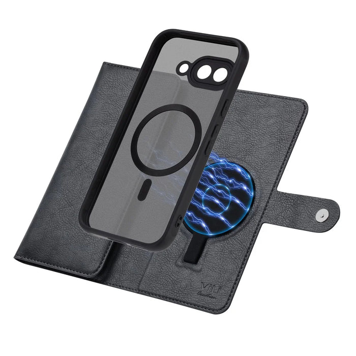 VILI GVB Series for Google Pixel 9a Magnetic Case Detachable Leather Phone Cover - Black - 3