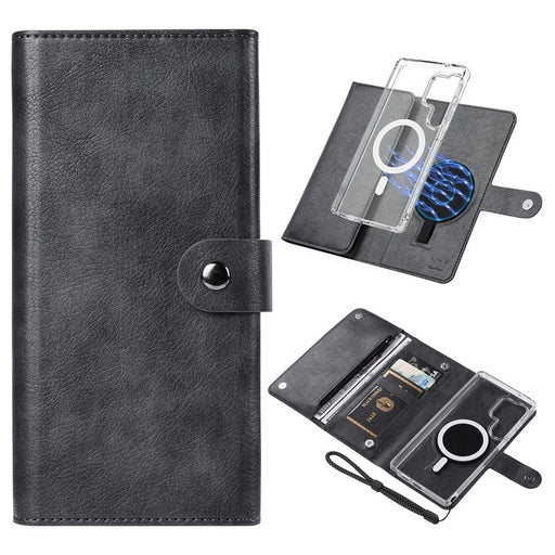VILI GVB-C Series for Samsung Galaxy S25 Ultra Magnetic Case RFID Blocking Detachable Leather Phone Cover - Black - 1