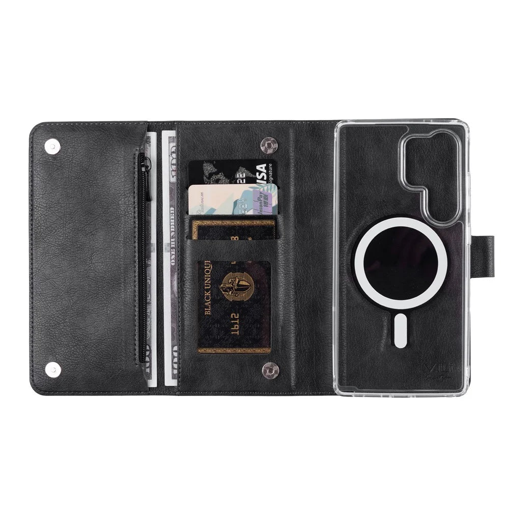 VILI GVB-C Series for Samsung Galaxy S25 Ultra Magnetic Case RFID Blocking Detachable Leather Phone Cover - Black - 4