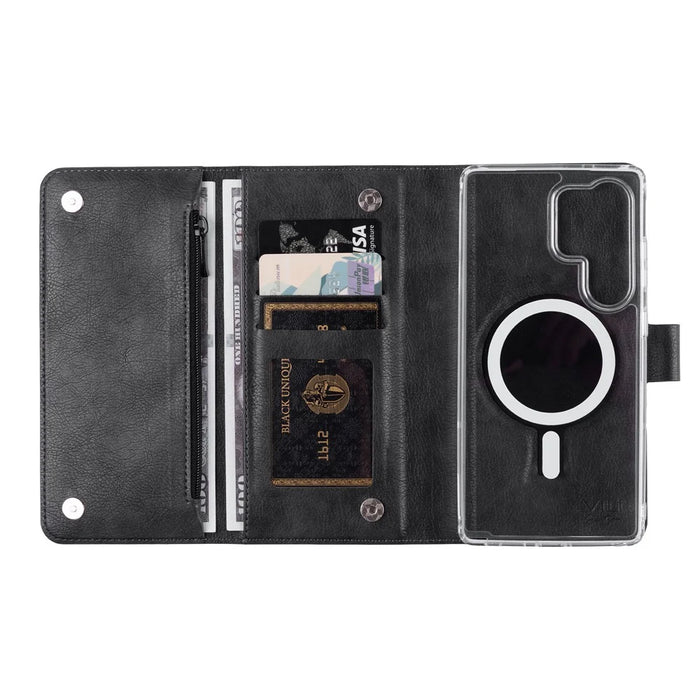 VILI GVB-C Series for Samsung Galaxy S25 Ultra Magnetic Case RFID Blocking Detachable Leather Phone Cover - Black - 4