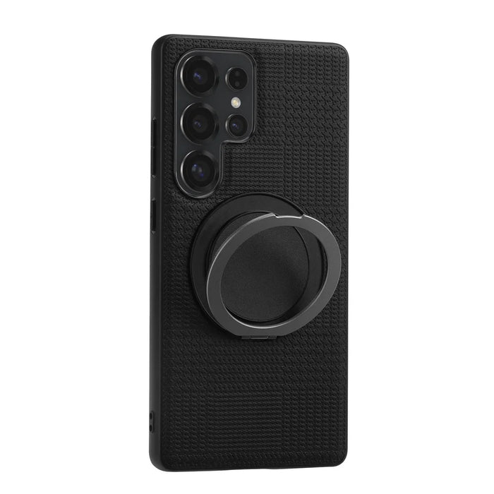 VILI D-THS Series for Samsung Galaxy S24 Ultra Magnetic Case Ring Kickstand PC TPU Phone Back Cover with Strap - Black - 4
