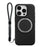 VILI D-THS Series for iPhone 16 Pro Max Magnetic Case Ring Kickstand PC TPU Phone Back Cover with Strap - Black - 1