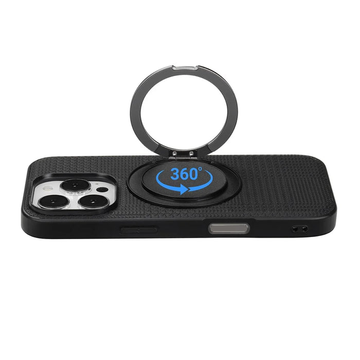 VILI D-THS Series for iPhone 16 Pro Max Magnetic Case Ring Kickstand PC TPU Phone Back Cover with Strap - Black - 6