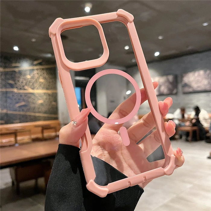 For iPhone 16 Pro Max Case Compatible with MagSafe Clear Anti Drop TPU + PC Phone Cover - Red Purple  /  Blue Green - 4