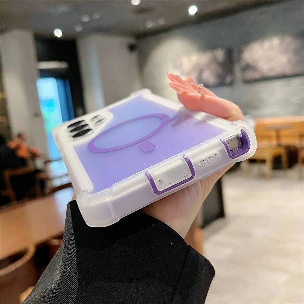 For Samsung Galaxy S24 Ultra Magnetic Case Chameleon Anti Drop TPU + PC Phone Cover - Transparent Blue Purple - 5