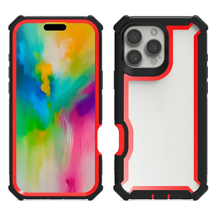 For iPhone 16 Pro Case Clear Detachable 2 in 1 Shockproof TPU + PC Phone Back Cover - Black  /  Red - 2