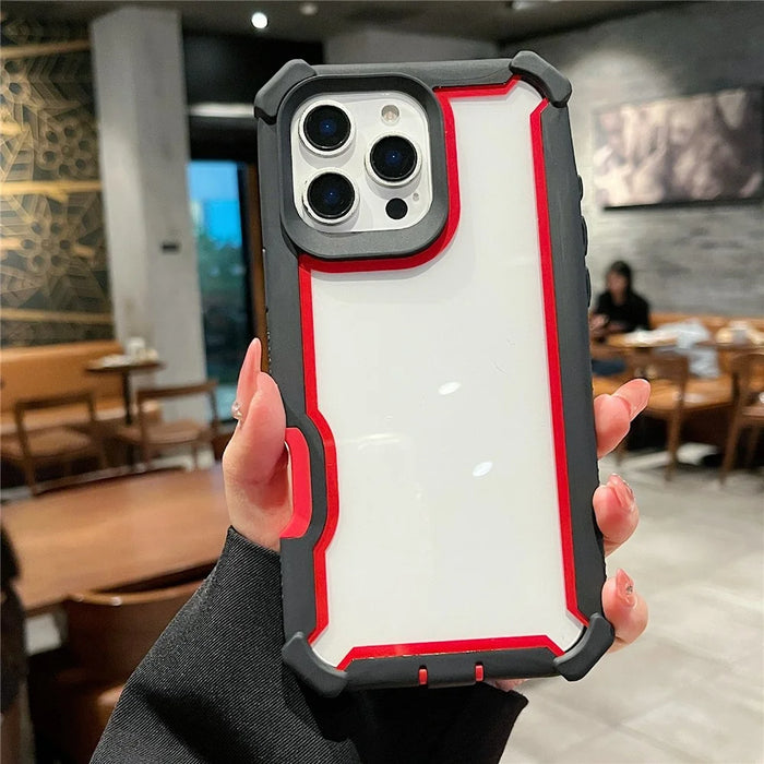 For iPhone 16 Pro Case Clear Detachable 2 in 1 Shockproof TPU + PC Phone Back Cover - Black  /  Red - 3