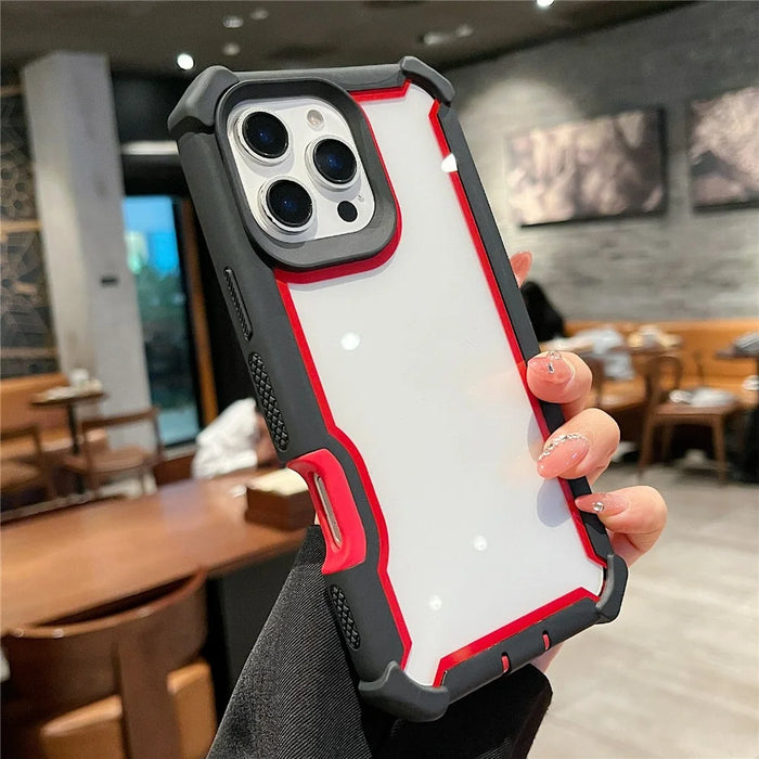 For iPhone 16 Pro Case Clear Detachable 2 in 1 Shockproof TPU + PC Phone Back Cover - Black  /  Red - 4