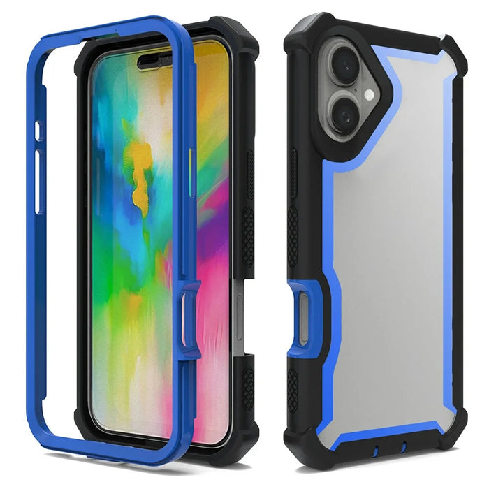 For iPhone 16 Case Clear Detachable 2 in 1 Shockproof TPU + PC Phone Back Cover - Black  /  Blue - 1