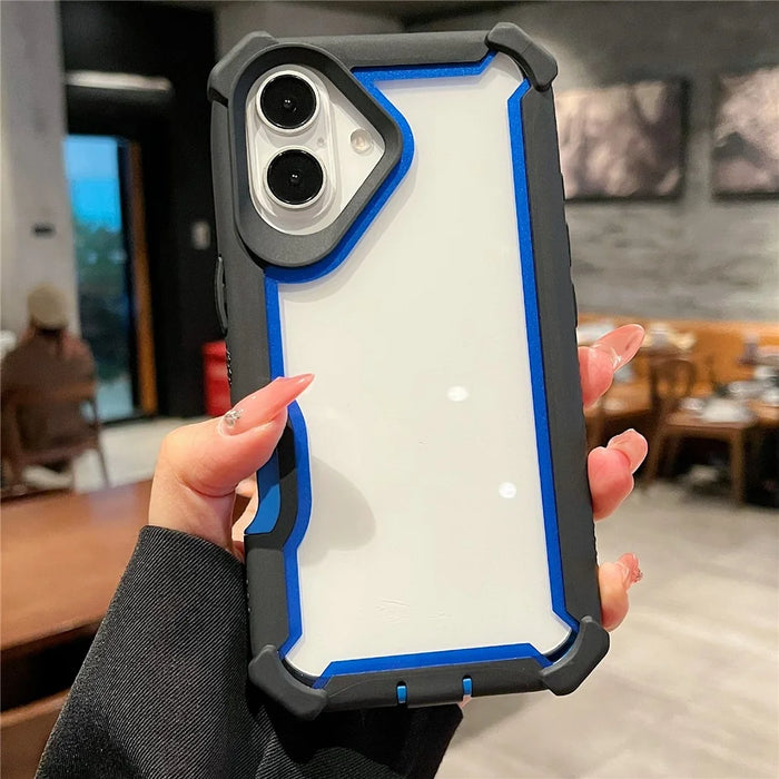 For iPhone 16 Case Clear Detachable 2 in 1 Shockproof TPU + PC Phone Back Cover - Black  /  Blue - 3