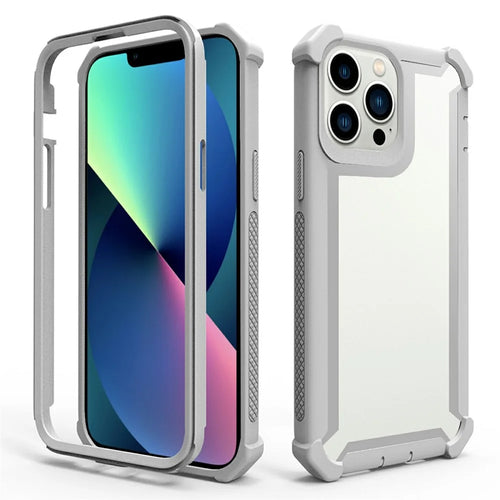 For iPhone 15 Pro Max Case Clear Detachable 2 in 1 Shockproof TPU + PC Phone Back Cover - Grey - 1