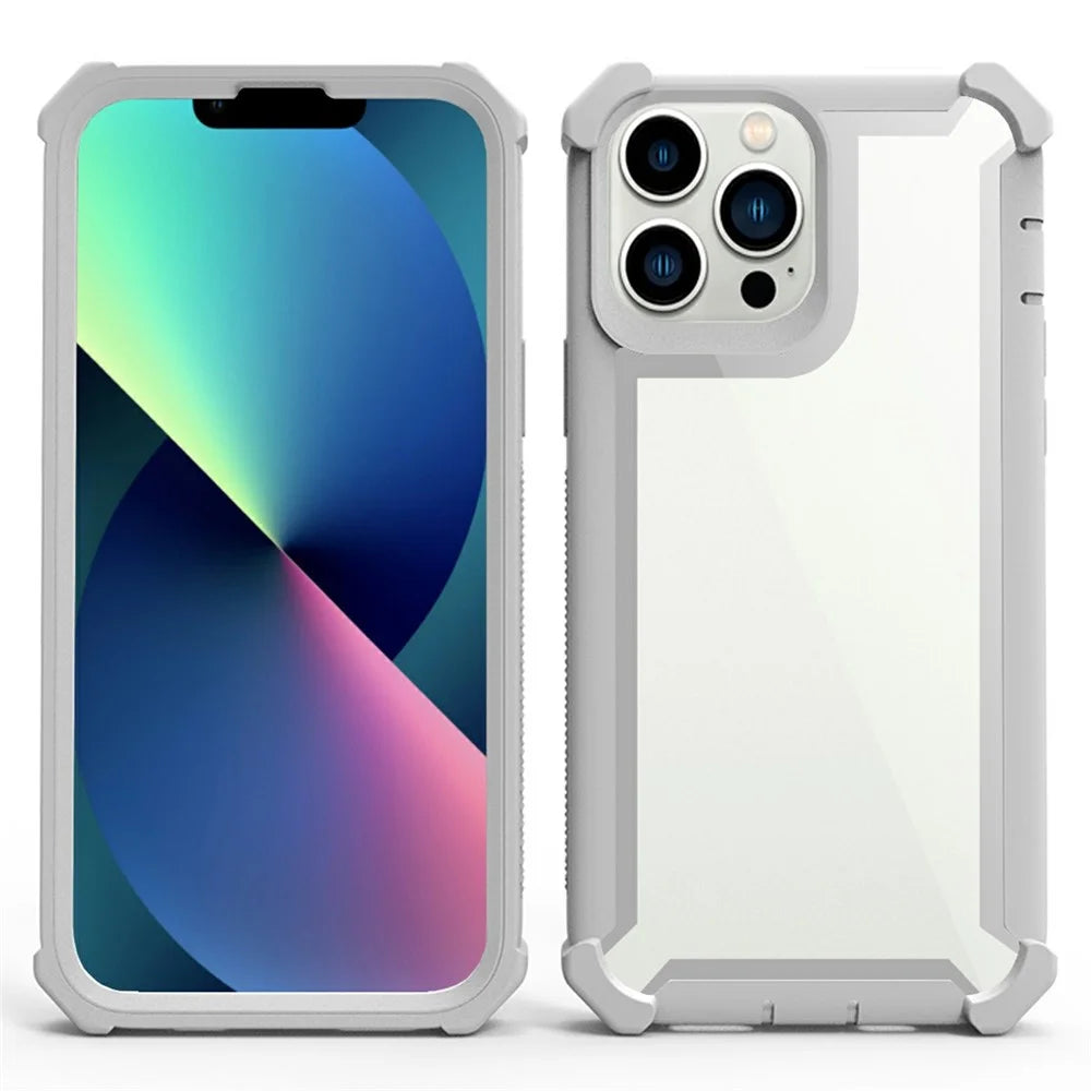 For iPhone 15 Pro Max Case Clear Detachable 2 in 1 Shockproof TPU + PC Phone Back Cover - Grey - 2