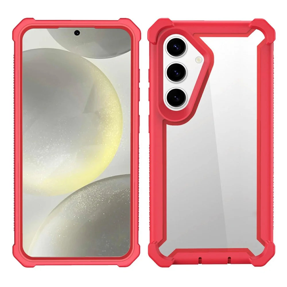 For Samsung Galaxy S25 Case Clear Detachable 2 in 1 Shockproof TPU + PC Phone Back Cover - Red - 2